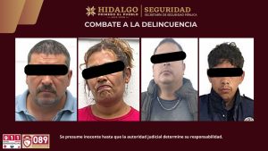 Aseguran a cuatro sujetos por narcomenudeo y robo en Hidalgo